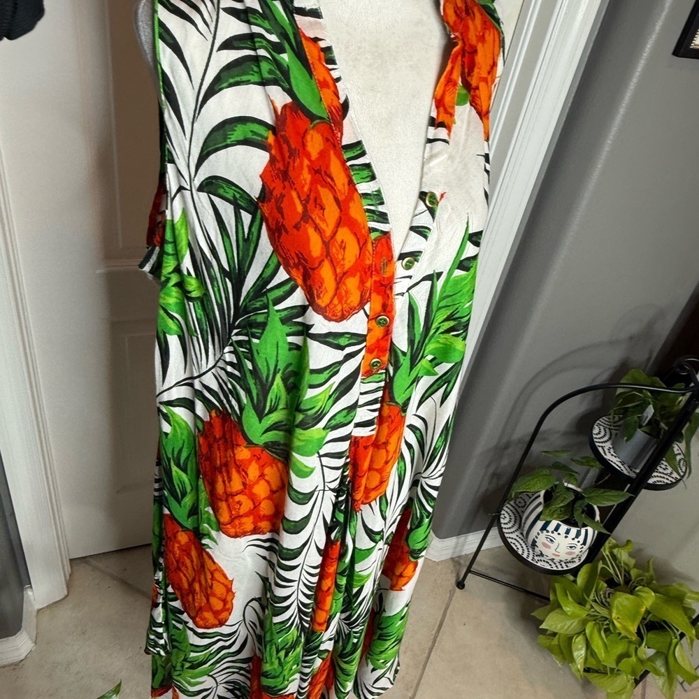 Tropical Pineapple Print Swim Coverup 3X NWT Beach Coverup - Picture 13 of 13